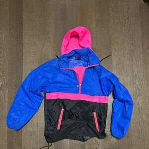 K-Way Vintage Waterproof Shell Rain Jacket Anorak made in Canada Neon Colorblock